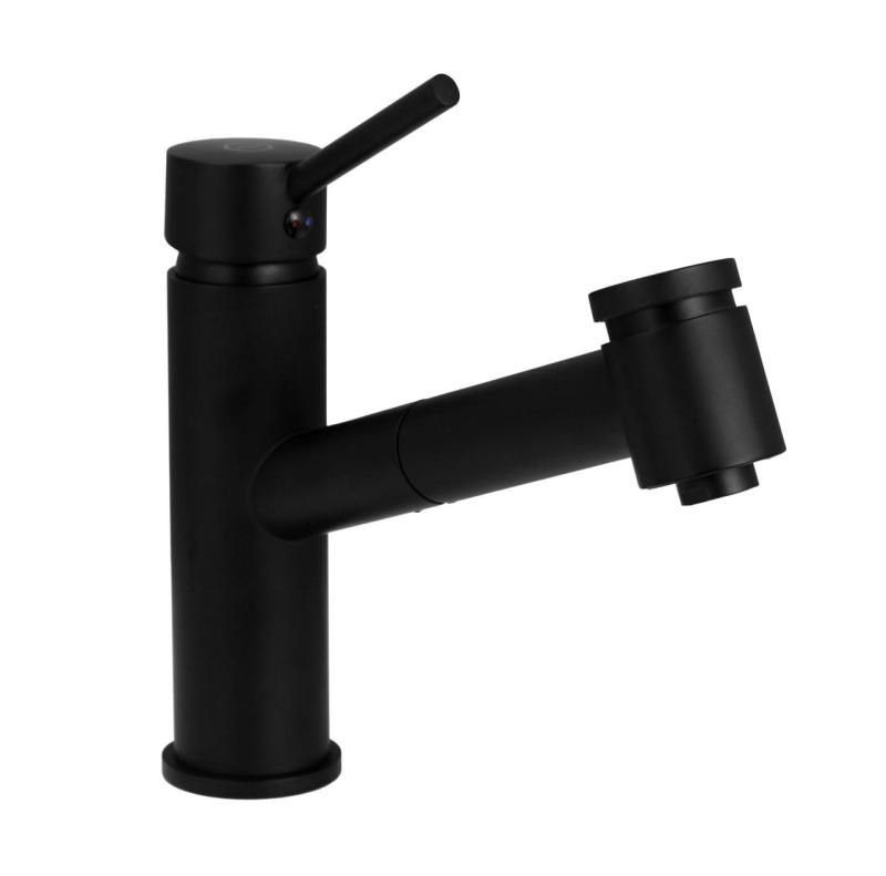 Aquanello Voss Küchenarmatur Schwarz mit ausziehbarem Auslauf und Sprühfunktion BL-7200-VS