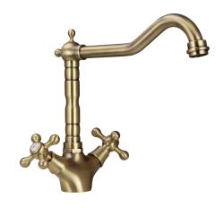 Aquanello Heritage Ascot Klassische Küche Nostalgischer Küchenwasserhahn Bronze mit rechtwinkligem Auslauf BN-4002-HA