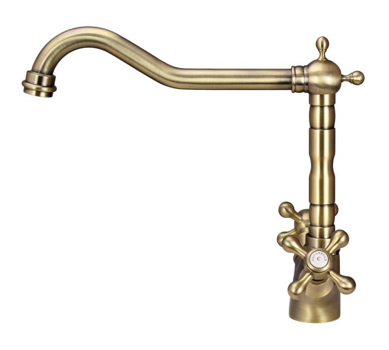Aquanello Heritage Ascot Klassische Küche Nostalgischer Küchenwasserhahn Bronze mit rechtwinkligem Auslauf BN-4002-HA