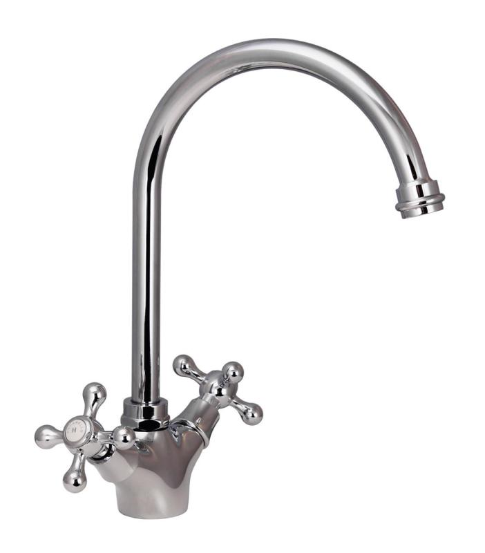 Aquanello Heritage Ascot Klassische Küche Nostalgischer Küchenwasserhahn Chrom mit rundem Auslauf CR-4003-HA