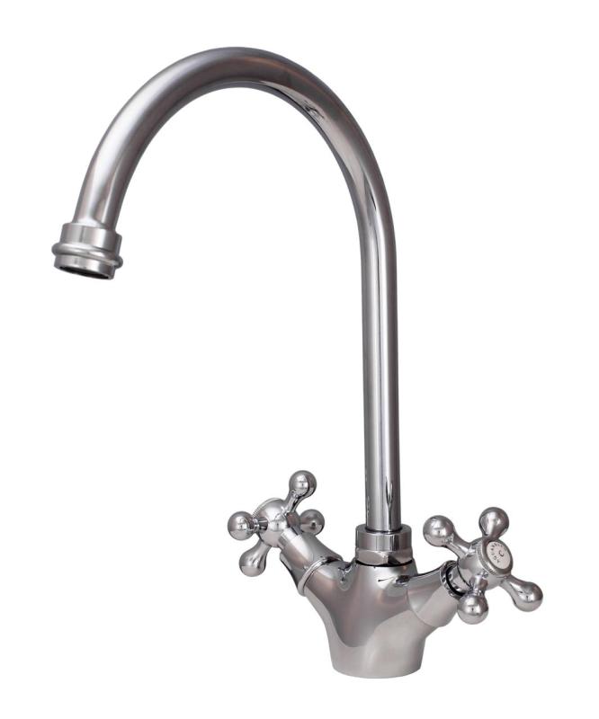 Aquanello Heritage Ascot Klassische Küche Nostalgischer Küchenwasserhahn Chrom mit rundem Auslauf CR-4003-HA