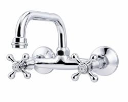 Aquanello Heritage Ascot Klassische Küchenwandarmatur mit obenliegendem Auslauf, Chrom CR-4110-HA