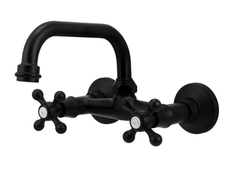 Aquanello Heritage Ascot Klassische Küchenwandarmatur mit Auslauf oben, schwarz BL-4110-HA