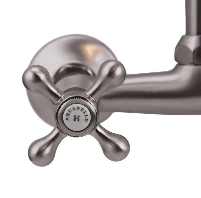 Aquanello Heritage Ascot Klassischer Küchenwandhahn mit Auslauf oben aus Edelstahl NB-4110-HA
