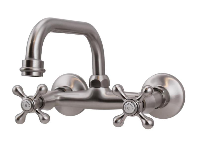 Aquanello Heritage Ascot Klassischer Küchenwandhahn mit Auslauf oben aus Edelstahl NB-4110-HA