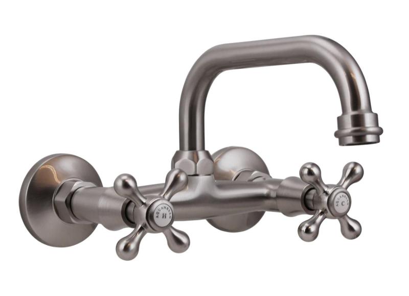 Aquanello Heritage Ascot Klassischer Küchenwandhahn mit Auslauf oben aus Edelstahl NB-4110-HA