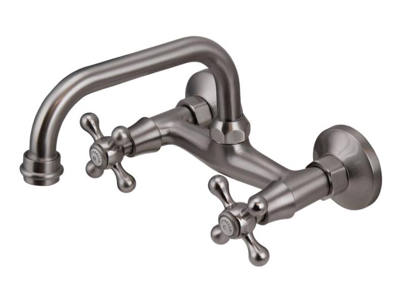 Aquanello Heritage Ascot Klassischer Küchenwandhahn mit Auslauf oben aus Edelstahl NB-4110-HA