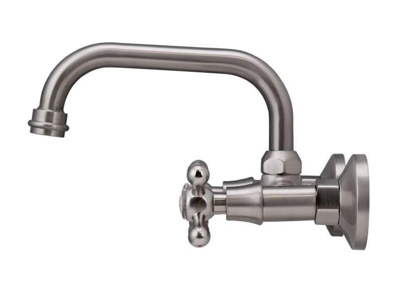 Aquanello Heritage Ascot Klassischer Küchenwandhahn mit Auslauf oben aus Edelstahl NB-4110-HA