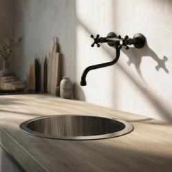 Aquanello Heritage Ascot Klassischer Küchenwandhahn Schwarz BL-4111-HA