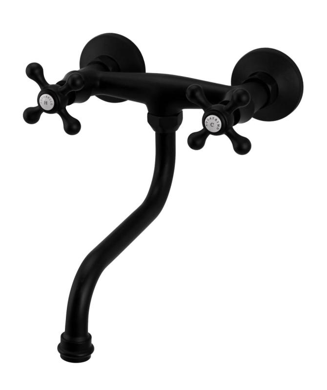 Aquanello Heritage Ascot Klassischer Küchenwandhahn Schwarz BL-4111-HA