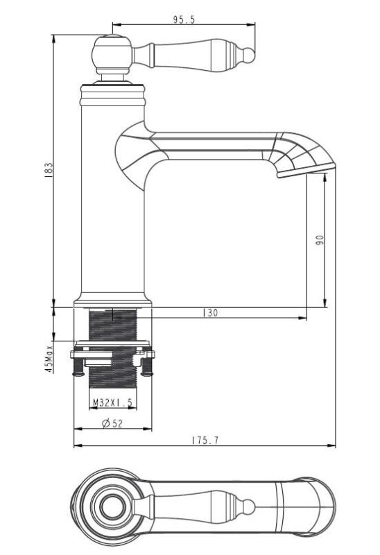 Aquanello Heritage Manor Klassischer nostalgischer Waschtischmischer Bronze BN-1001-HM