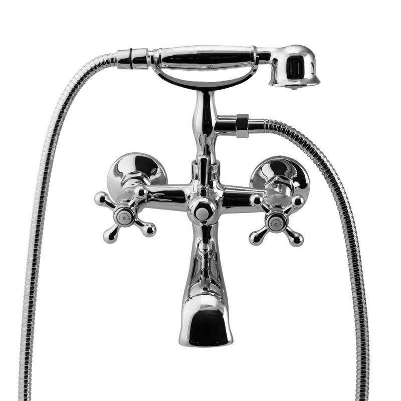 Aquanello Heritage Ascot Klassische Aufputz-Badarmatur mit Sternknöpfen Chrom inklusive Handbrause CR-3002-HA