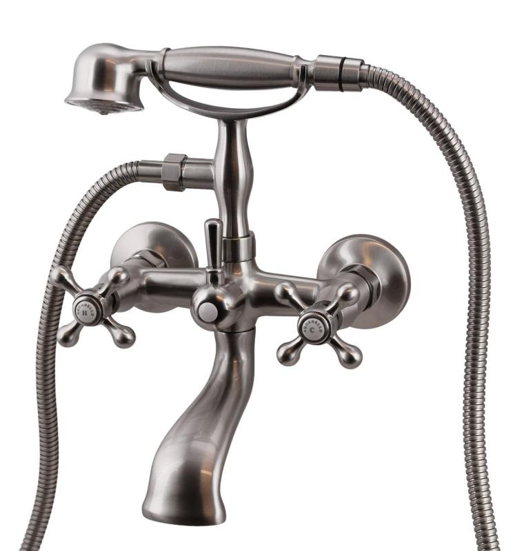 Aquanello Heritage Ascot Klassischer Aufsatz-Badewannenmischer mit Sternknöpfen aus Edelstahl inklusive Handbrause NB-3002-HA