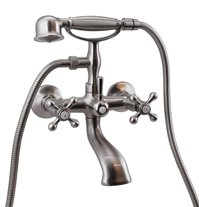 Aquanello Heritage Ascot Klassischer Aufsatz-Badewannenmischer mit Sternknöpfen aus Edelstahl inklusive Handbrause NB-3002-HA