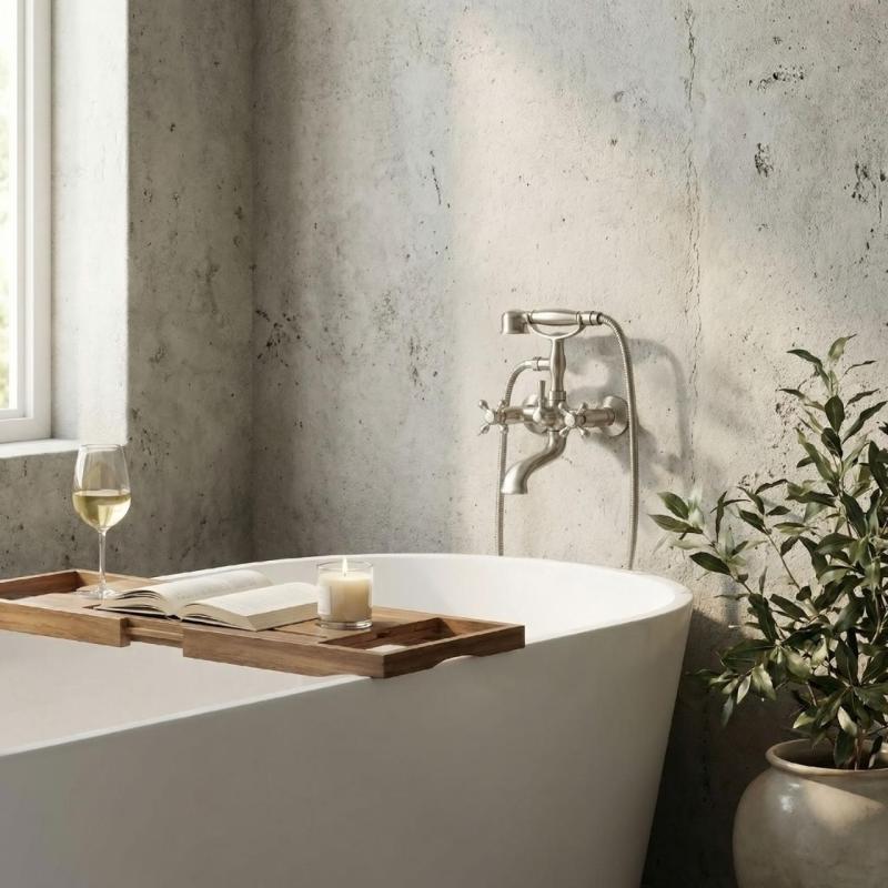 Aquanello Heritage Ascot Klassischer Aufsatz-Badewannenmischer mit Sternknöpfen aus Edelstahl inklusive Handbrause NB-3002-HA