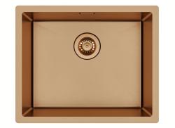 Ausmann Mosel Kombinationsset Spülbecken PVD Kupfer 50 x 40 cm mit Küchenarmatur, Seifenspender und Rollmatte 1208972563