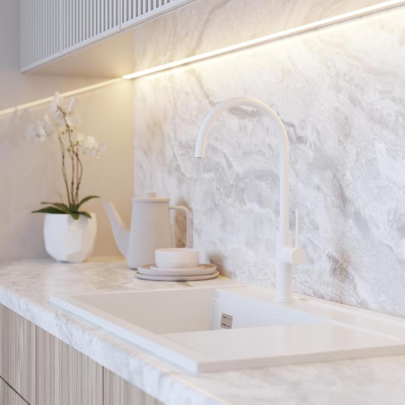 Graniteland Vira Slim Küchenarmatur, weiß, mit schwenkbarem Auslauf 1208972621