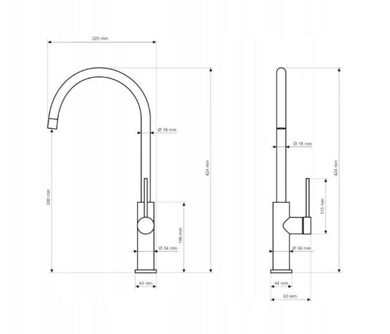 Graniteland Vira Slim Küchenarmatur Chrom mit schwenkbarem Auslauf 1208972625