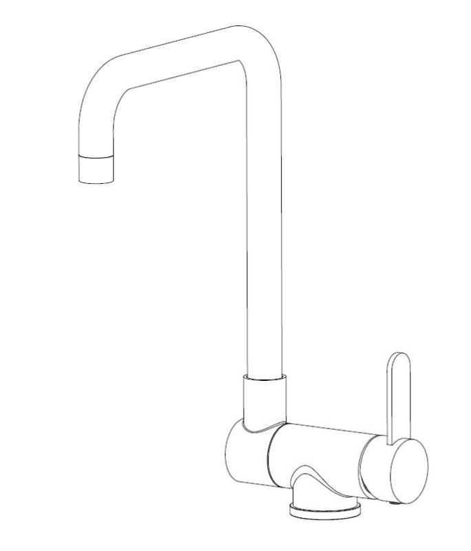 Aquanello Forma Massiver Edelstahl-Küchenarmatur mit schwenkbarem Auslauf, schwarz  BL-1011-FM