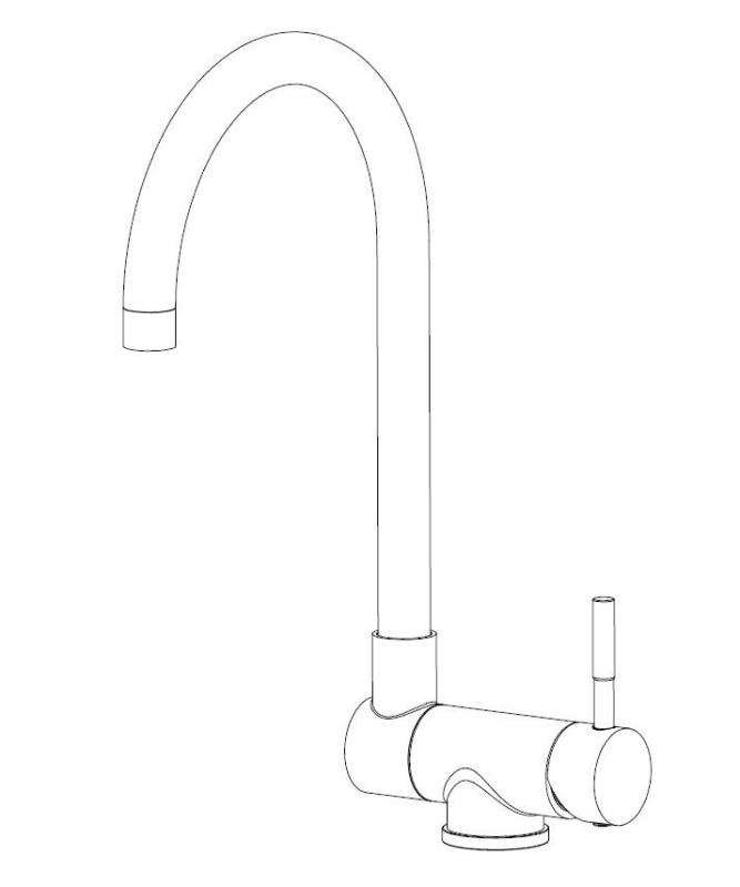 Aquanello Forma Massiver Edelstahl-Küchenarmatur mit schwenkbarem Auslauf, schwarz, BL-1012-FM