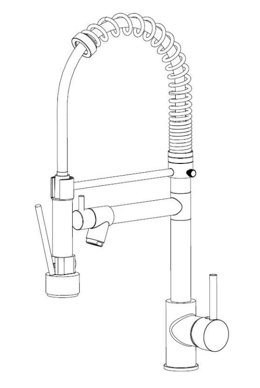Aquanello Gastro Küchenarmatur mit professioneller Sprühfunktion, schwarz BL-4402-GT
