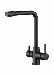 Aquanello Limpia Massiver 3-Wege-Küchenarmatur aus Edelstahl in Schwarz mit gefiltertem Wasser BL-1600-LP