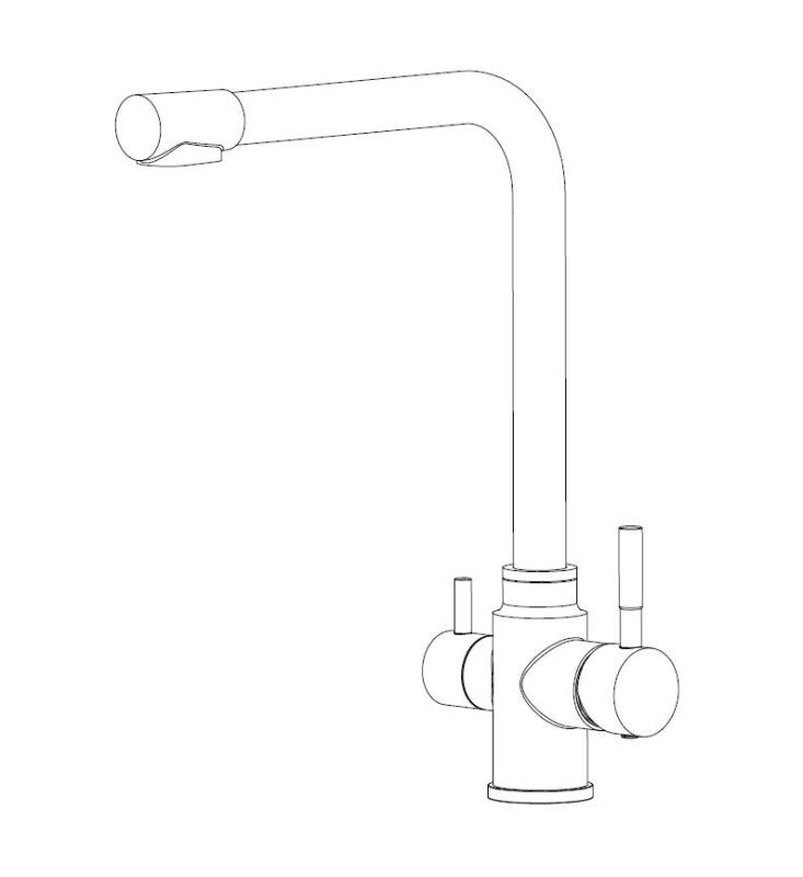 Aquanello Limpia Massiver 3-Wege-Küchenarmatur aus Edelstahl in Schwarz mit gefiltertem Wasser BL-1600-LP