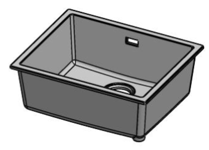 Pure.Sink Eternal Quartz-Spülbecken, weiß, 50 x 40 cm, für Unter- und Aufsatzmontage, mit automatischem schwarzen Abflussstopfen