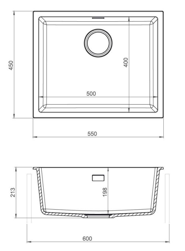 Pure.Sink Eternal Quartz Beige Waschbecken 50 x 40 cm, Unterbau- und Aufsatzmodell mit automatischem Messingstopfen