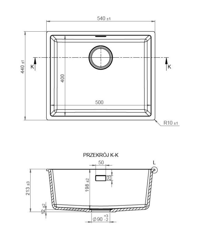 Pure.Sink Eternal Quartz Beige Spülbecken 50 x 40 cm, flächenbündig und unterbau, mit Gun-Metal-Ablaufventil