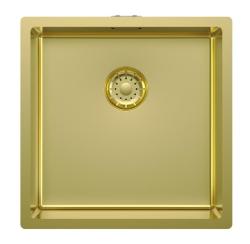 Pure.Sink Comfort PVD-beschichtetes goldenes Spülbecken 40 x 40 cm, 10 mm Radius, für Unterbau, Flachbau und Aufsatzmontage PCM4040-60