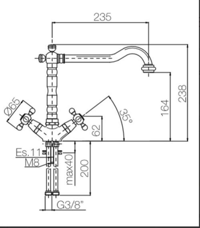 PB Nostalgische Küchenarmatur V1910 Chrom