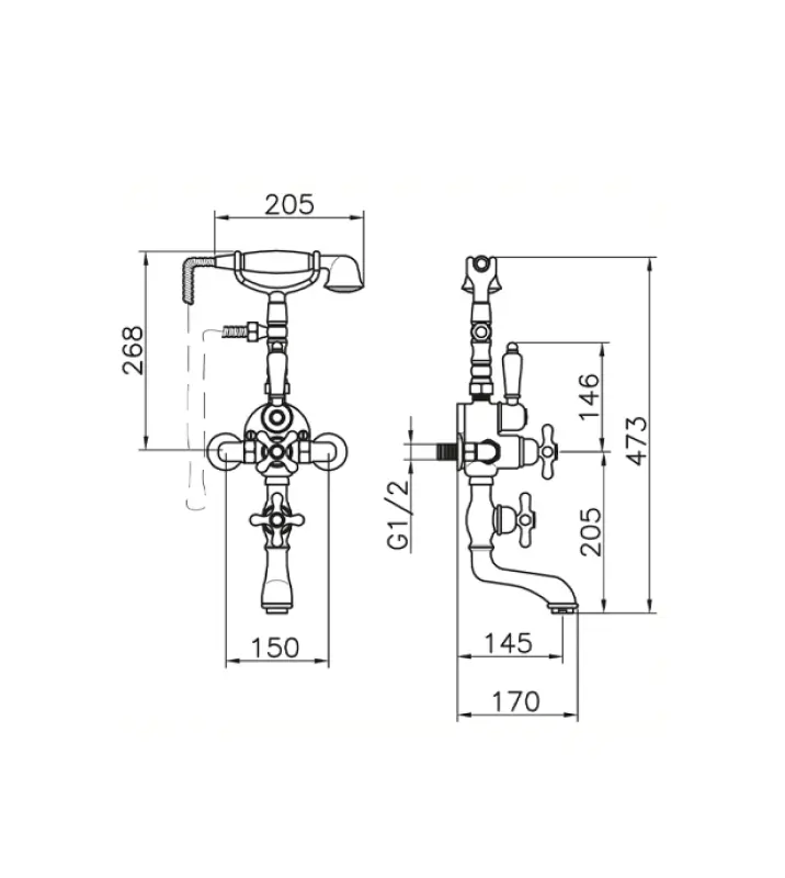 Huber Croisette Wannenbatterie mit Thermostat Chrom 198.CS01H.CR