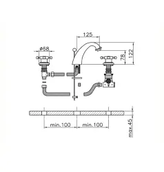 Huber Victorian 3-Loch Thermostat-Waschtischbatterie Chrom VTT71010