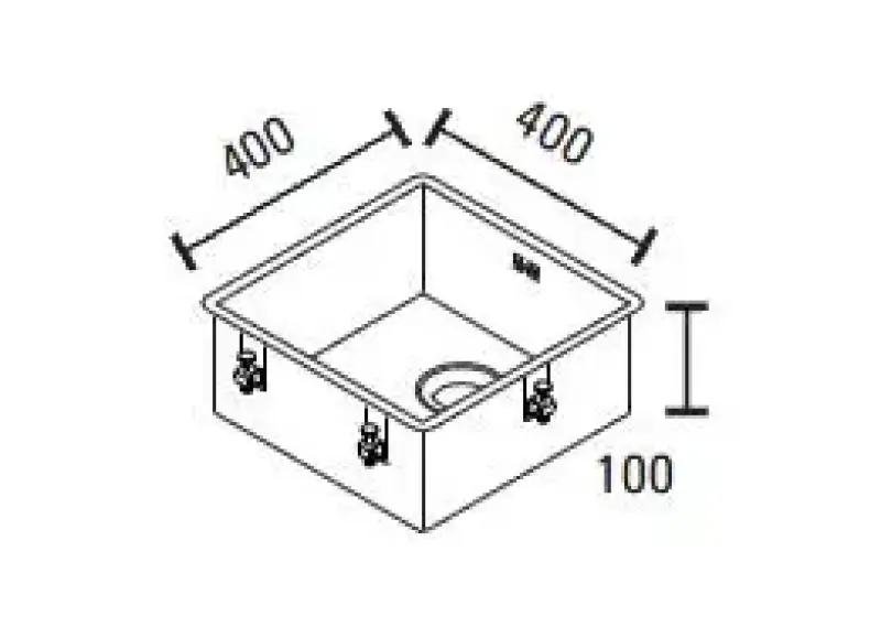 ABK Baronga flache behindertengerechte 10cm Edelstahlspüle 40x40 cm Unterbau und Aufliegend BAR4010FVI