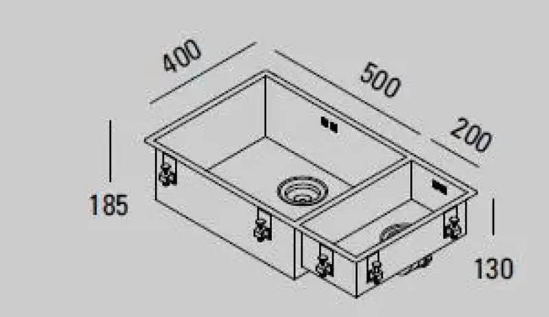 ABK Baronga große anderthalb 1,5 Edelstahlspüle 50x40+20x40 cm flächenbündig, Unterbau und Aufliegend BAR5020FVI